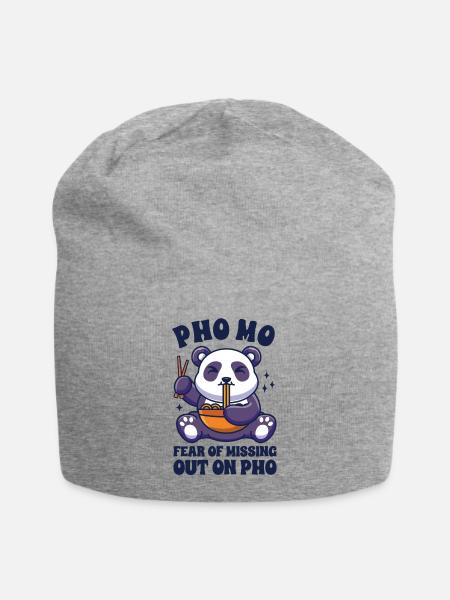 Drôle Pho Panda mignon mangeant Pho - Bonnet en jersey - gris chiné