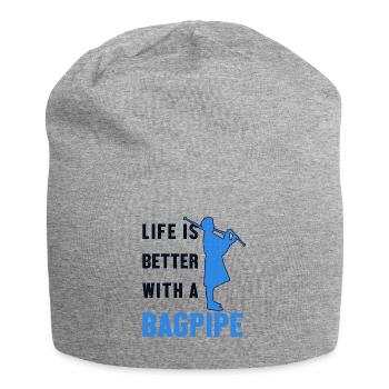 La vie est meilleure avec un joueur de cornemuse - Bonnet en jersey - gris chiné - Devant