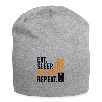 Essen Schlaf Reparieren Wiederholen Inspektor Reparieren Aufzug - Jersey-Beanie - Grau meliert - Vorne