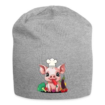 Cochon Légume Cuisinier Cuisinier Cuisinier Porcelet - Bonnet en jersey - gris chiné - Devant