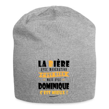 Dominique Bière Cadeau Humour cadeau dominique - Bonnet en jersey - gris chiné - Devant