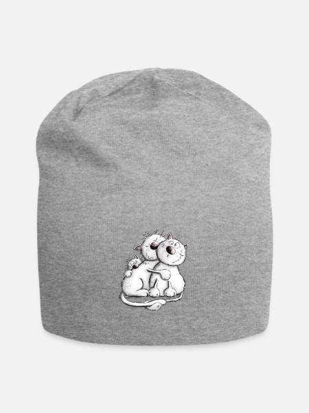 Katzen Familie Katzenfreund - Jersey-Beanie - Grau meliert