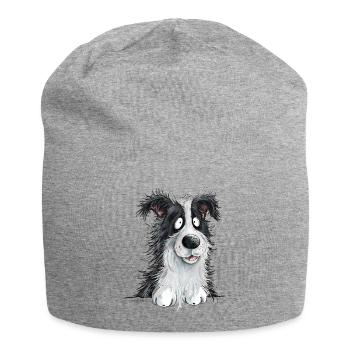 Droll Border Collie Dog Herding Dog Lover - Jersey Beanie - heather grey - Front