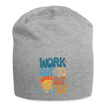 Trainieren Sie, um auswärts zu essen â Groovy Gym Pizza Design - Jersey-Beanie - Grau meliert - Vorne