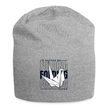 Je préfère plier du papier Papier grue Plier - Bonnet en jersey - gris chiné - Devant