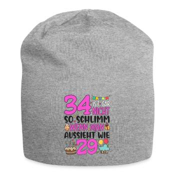 34th birthday women 34 is not so bad - Jersey Beanie - heather grey - Front
