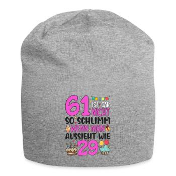 61st birthday women 61 is not so bad - Jersey Beanie - heather grey - Front
