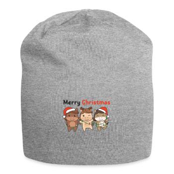 Cheval Noël Hiver Animaux Cheval - Bonnet en jersey - gris chiné - Devant
