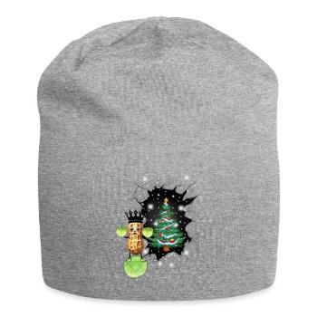 Weihnachten Vegetarisch Kohl Gemüse Erdnuss Xmas - Jersey-Beanie - Grau meliert - Vorne