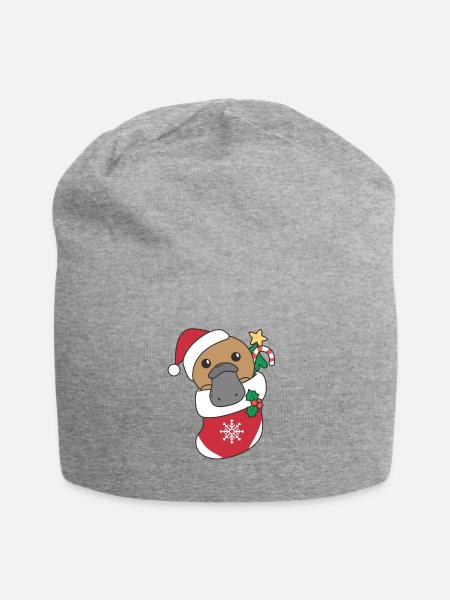 Schnabeltier Weihnachten Schnee Winter Tiere - Jersey-Beanie - Grau meliert