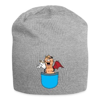 Erdnuss Engelch Teufelchin okkult spirituell - Jersey-Beanie - Grau meliert - Vorne