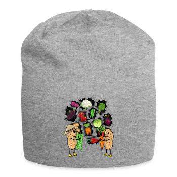Erdnuss Erdnüsse Gemüse Garten Küche Vegatarisch - Jersey-Beanie - Grau meliert - Vorne
