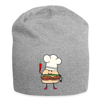 Chilli Cook Cooks Cook Burger Kitchen Cooking - Jersey Beanie - heather grey - Front