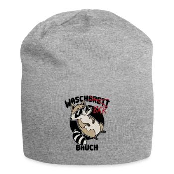 Waschbär Bauch - Waschbrett Bauch Geschenk - Jersey-Beanie - Grau meliert - Vorne
