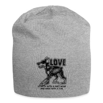 Doberman Pinscher Starts With A Wet Nose - Jersey Beanie - heather grey - Front