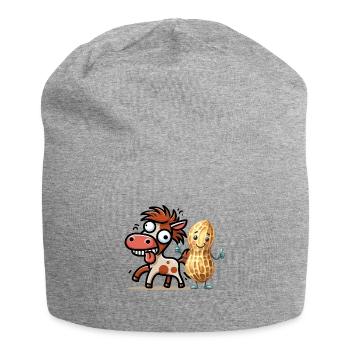 crazy funny horse peanut horses nut - Jersey Beanie - heather grey - Front