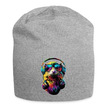 Mole with Sunglasses Love Cute Moles - Jersey Beanie - heather grey - Front