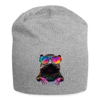 Mole with Sunglasses Love Cute Moles - Jersey Beanie - heather grey - Front