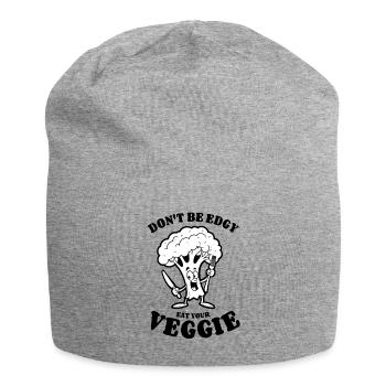 Don't be edgy, eat your Veggie - Broccoli, vegan - Jersey Beanie - heather grey - Front