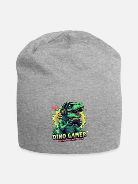 Dino Gamer Joystick Dinosaurier - Jersey-Beanie - Grau meliert