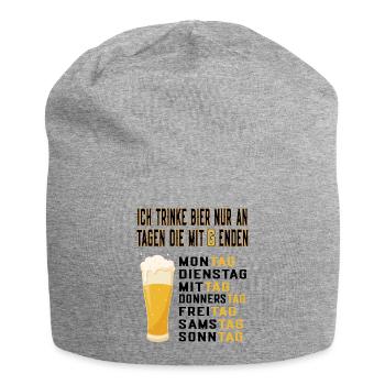 Bier Ich trinke Bier nur an Tagen die mit G enden - Jersey-Beanie - Grau meliert - Vorne
