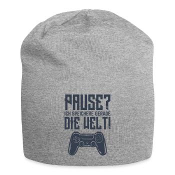Pause? Ich speichere gerade Die Welt! - Jersey-Beanie - Grau meliert - Vorne