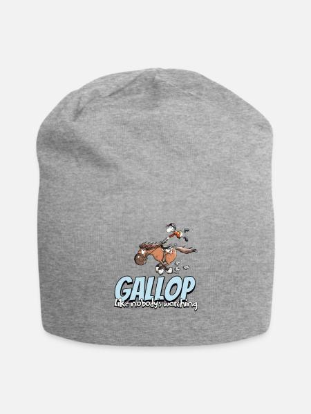 Gallop Like Nobodys Watching Reiter Pferde Cartoon - Jersey-Beanie - Grau meliert