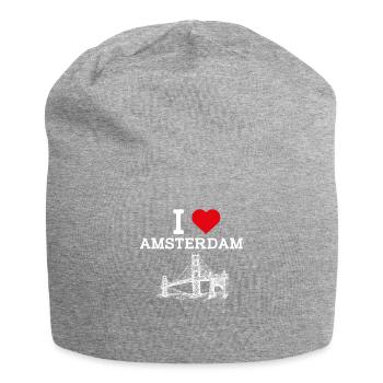 I love Amsterdam Niederlande Golden Gate Bridge Wortspiel - Jersey-Beanie - Grau meliert - Vorne