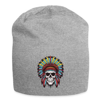 Apache Indian Chief Skull - Jersey Beanie - heather grey - Front