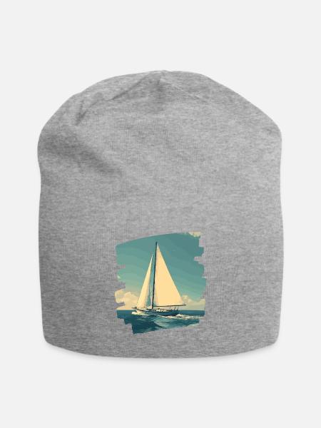 Segelboot Retro - Jersey-Beanie - Grau meliert