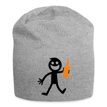 Bière buvant Figurine bâton - Bonnet en jersey - gris chiné - Devant