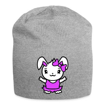 Bunny Girl Pretty Bow Woman Bunny Cute Small - Jersey Beanie - heather grey - Front