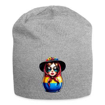 Ukraine Matryoshka with sunglasses for Ukrainians - Jersey Beanie - heather grey - Front