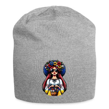Ukraine Matryoshka with sunglasses for Ukrainians - Jersey Beanie - heather grey - Front