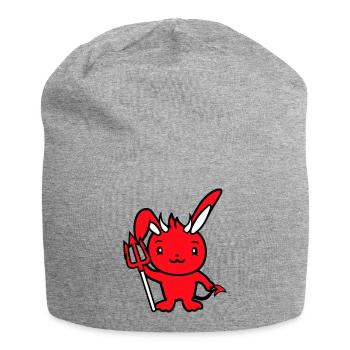 Hase Teufel Dämon Böse Satan Hölle Dreizack Kostüm - Jersey-Beanie - Grau meliert - Vorne