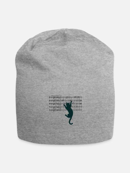 Beethoven 5. Sinfonie Noten mit Katzenmotiv - Jersey-Beanie - Grau meliert