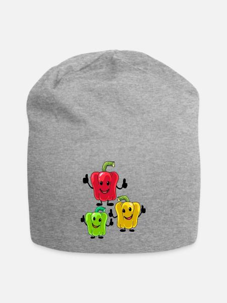 Paprika Gemüse Vegetarisch - Jersey-Beanie - Grau meliert