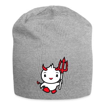 oiseau diable cornes satan trident enfer mal cool - Bonnet en jersey - gris chiné - Devant