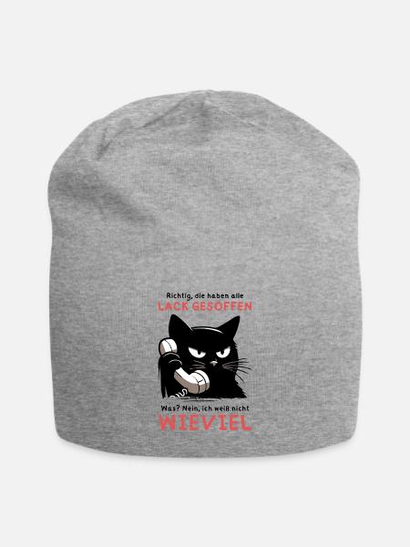 Lack gesoffen? Wieviel?! – Genervte Telefonkatze - Jersey-Beanie - Grau meliert