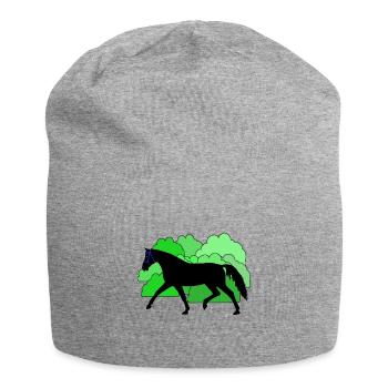 Pferd Pferde Rappe - Jersey-Beanie - Grau meliert - Vorne