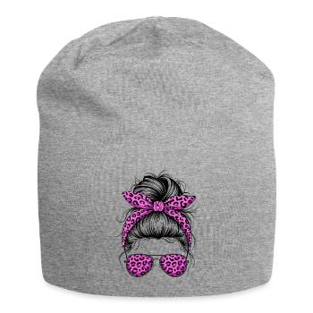Cool Mom Life Messy Bun Mom Mother's Day - Jersey Beanie - heather grey - Front