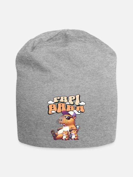 Papibara Capybara Vater Papa - Jersey-Beanie - Grau meliert