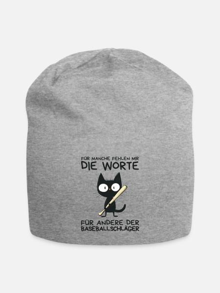 Lustige schwarze Katze mit Baseballschläger - Jersey-Beanie - Grau meliert