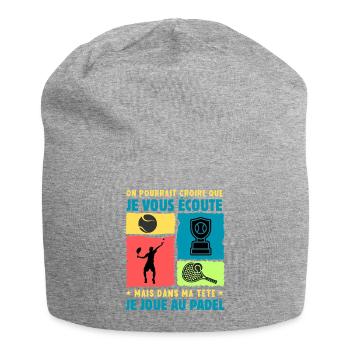 passion padel raquette padel humour padeliste - Bonnet en jersey - gris chiné - Devant