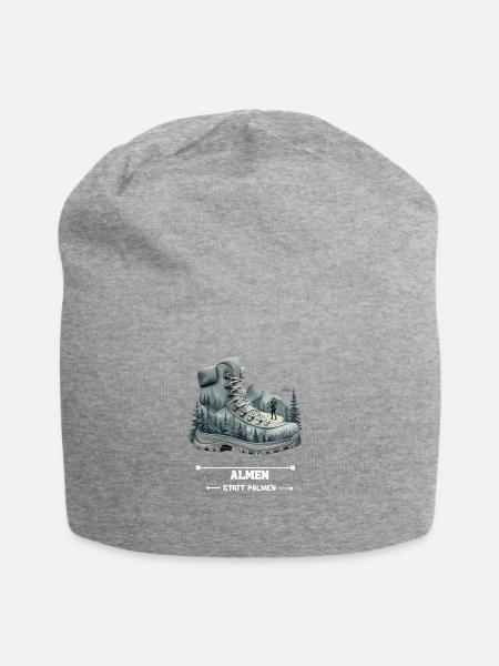 Almen statt Palmen lustiges Wandern Bergsteigen - Jersey-Beanie - Grau meliert