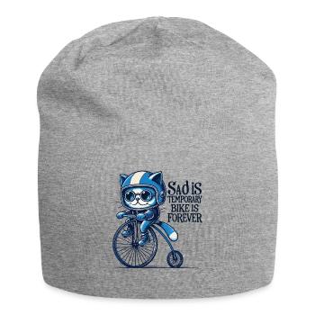 Katzen Fahrrad Design mit Spruch für Radfahrende - Jersey-Beanie - Grau meliert - Vorne