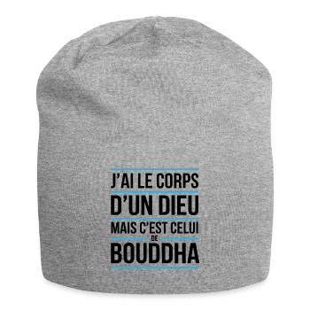 T-shirt humour Bouddha Corps d’un dieu - Bonnet en jersey - gris chiné - Devant