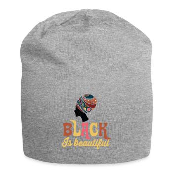 Color and Power: Black Is a Beautiful Art Illustration - Jersey Beanie - heather grey - Front