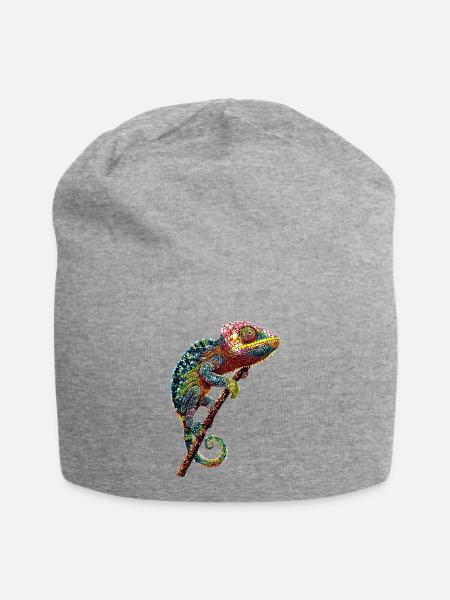 Chamäleon Echse Reptil Chameleon Leguan Eidechse - Jersey-Beanie - Grau meliert