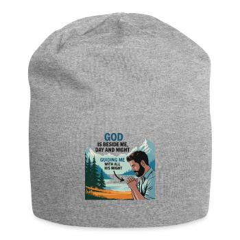 Glaube und Gebet – Gott ist bei mir - Jersey-Beanie - Grau meliert - Vorne